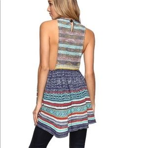 Free People Multicolor Striped Open-Back Tunic